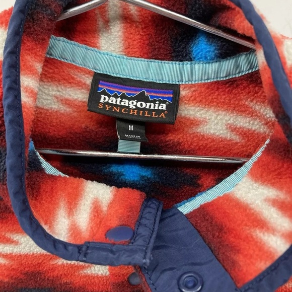 Patagonia Synchilla Pullover Womens M Snap T Multi Color Wild Desert Red - Picture 5 of 10
